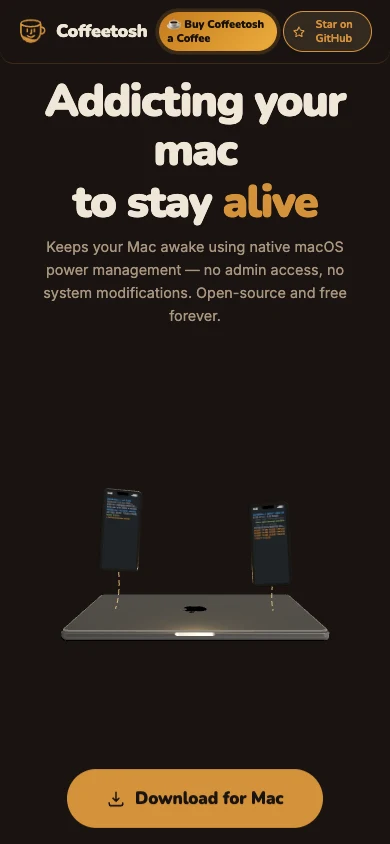CoffeeTosh: The mobile homepage