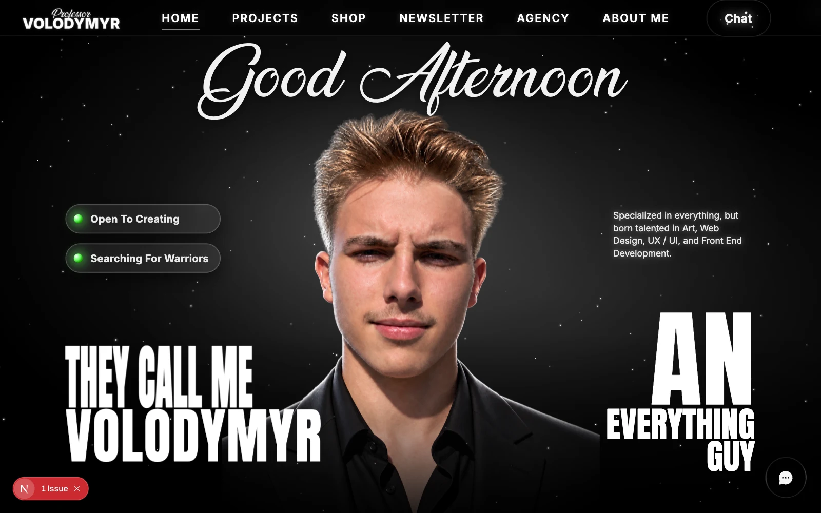 Professor Volodymyr website screenshot